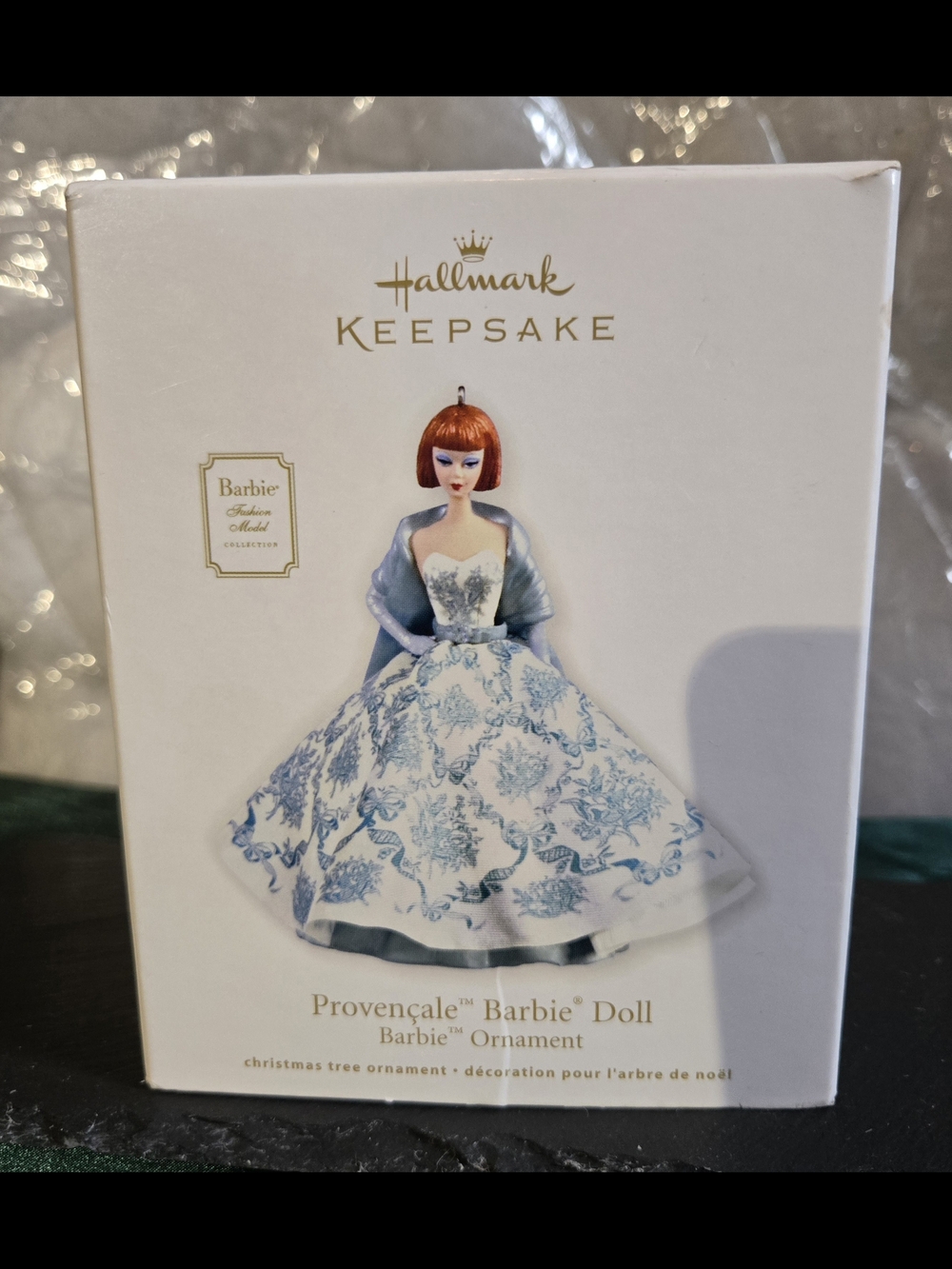 Provencale Barbie Doll Ornament - White & Blue, From 2011, Still In Box